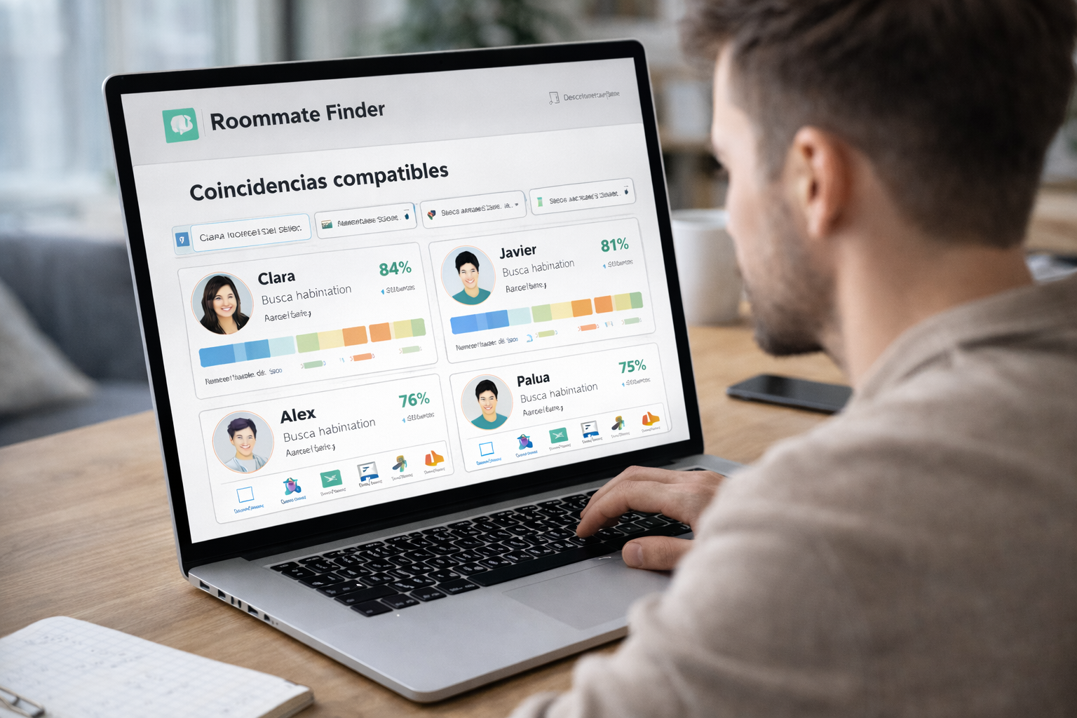 Pantalla de coincidencias